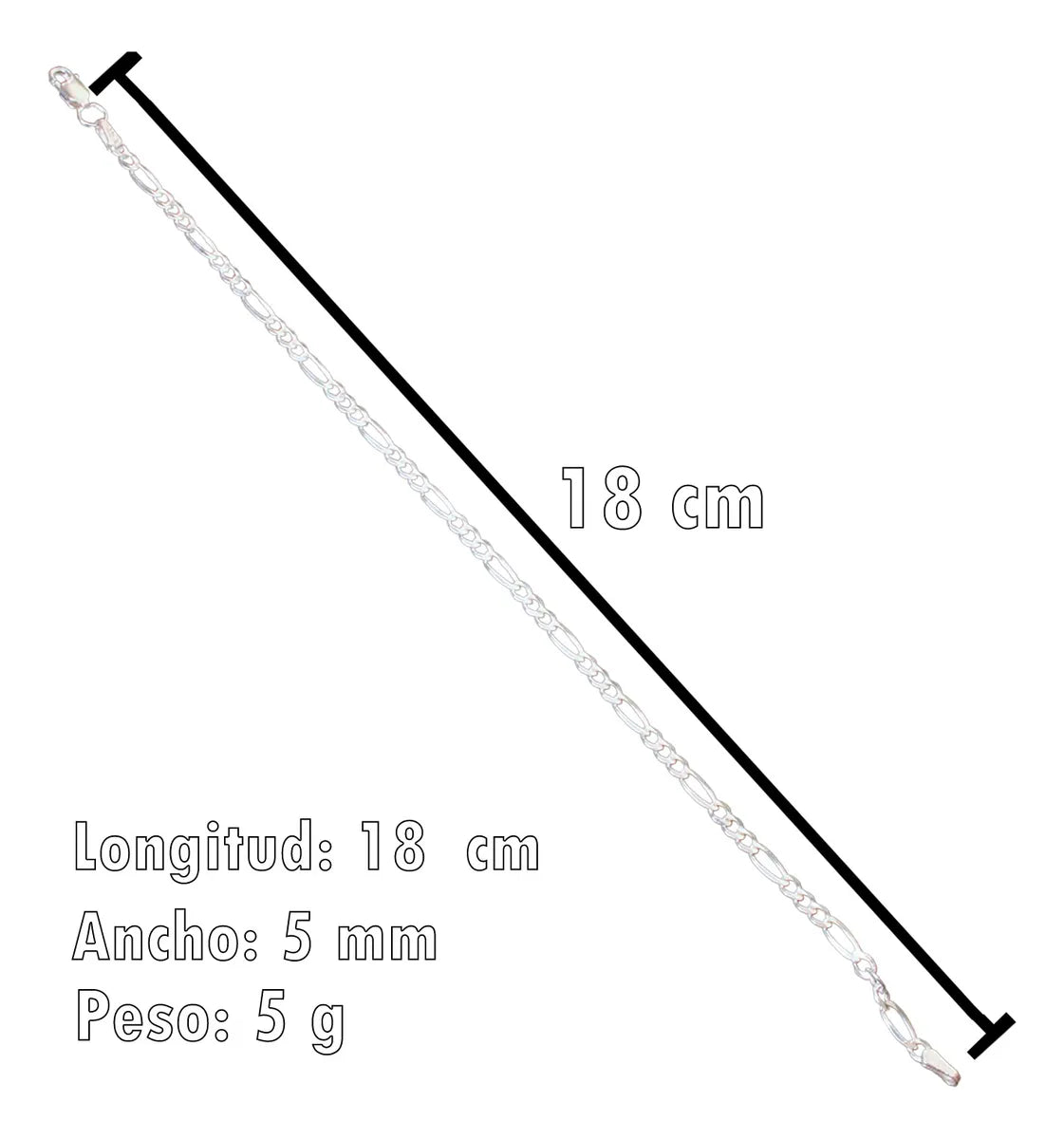 Pulsera Esclava Plata925 Hombre Mujer 18cm Joyería Fina Nice