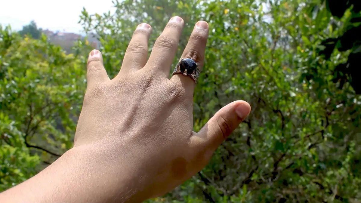 Anillo Eragón Dragón Plata 925 Hombre Mujer Venturina Azul