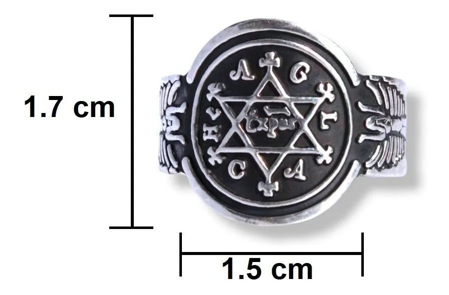 Anillo Sabiduría Rey Salomón Estrella De David Plata 925