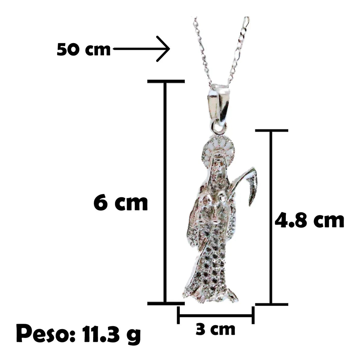 Dije Santa Muerte Plata925 Hombre Mujer Zirconia Regalo Nice Plateado