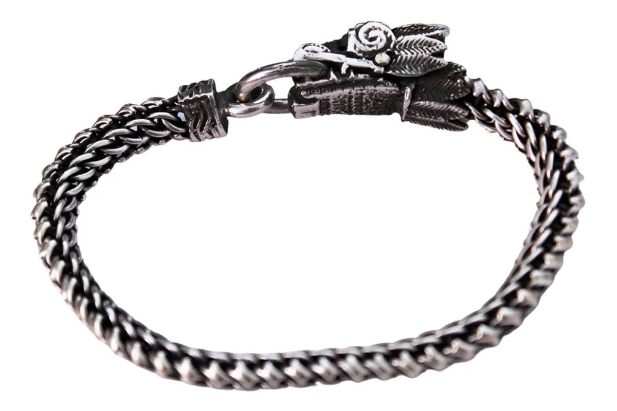 Pulsera Quetzalcóatl Plata 925 Pulso Tipo Bali Hombre Azteca