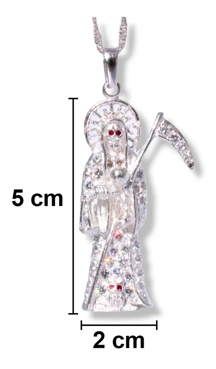 Dije Santa Muerte en Plata 925 con Zirconias