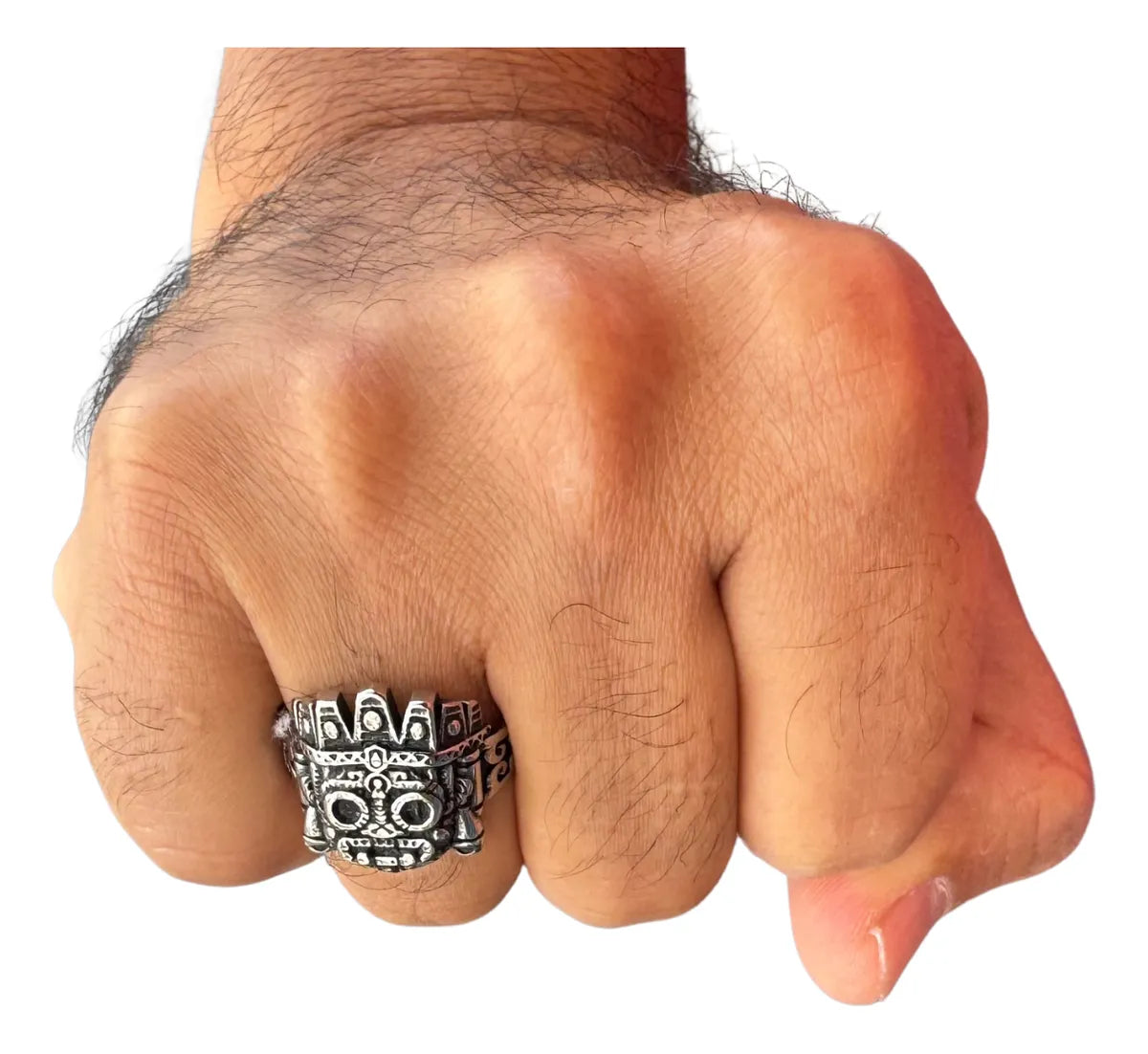 Anillo Tláloc Azteca Acero Inoxidable 316l Hombre Joyería