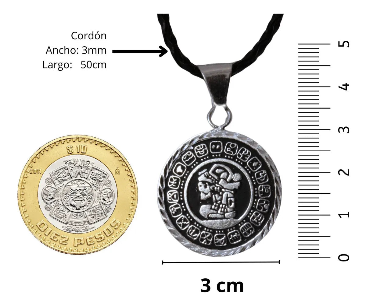 Dije Calendario Azteca Maya Collar Hombre Plateado Joyería Plata