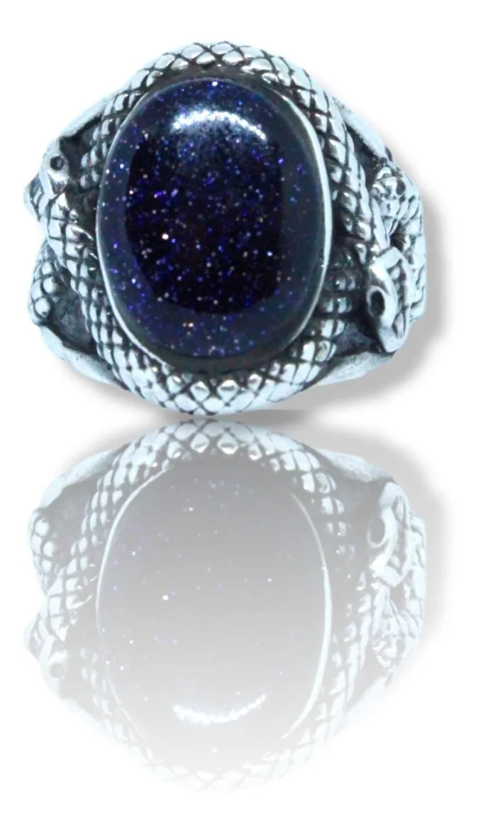 Anillo Medusa Plata 925 Hombre Mujer Joyería Piedra Azul