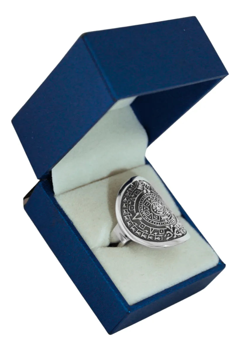Anillo Mujer Plata 925 Calendario Azteca Piedra Del Sol Nice