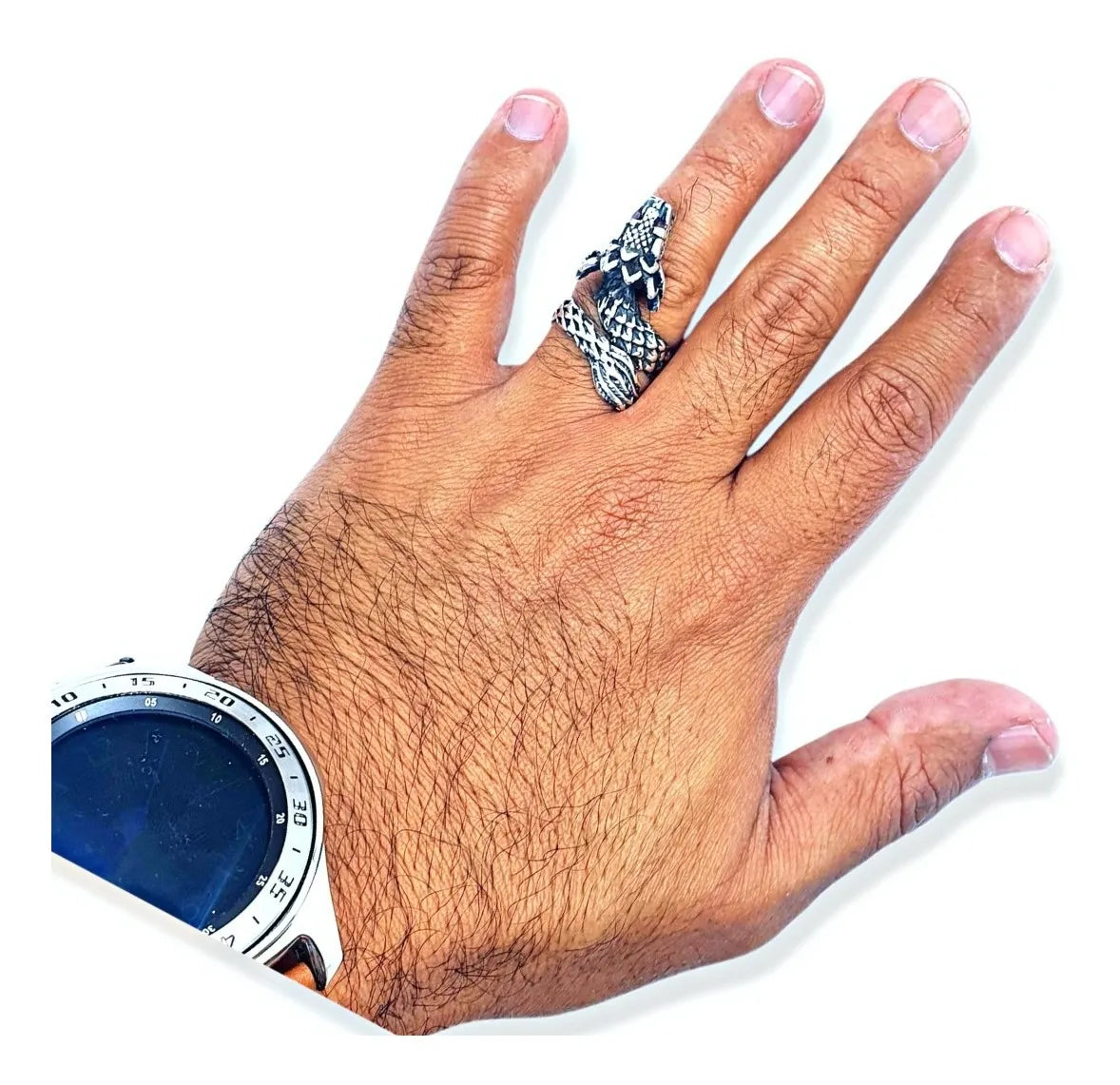 Anillo Quetzalcóatl Serpiente Ajustable Plata 925 Ojos Negro Ojos Negros