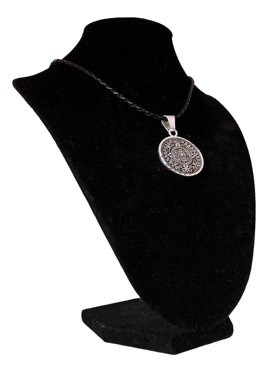 Collar Dije Calendario Azteca Y Templo Azteca Doble Vista Plata