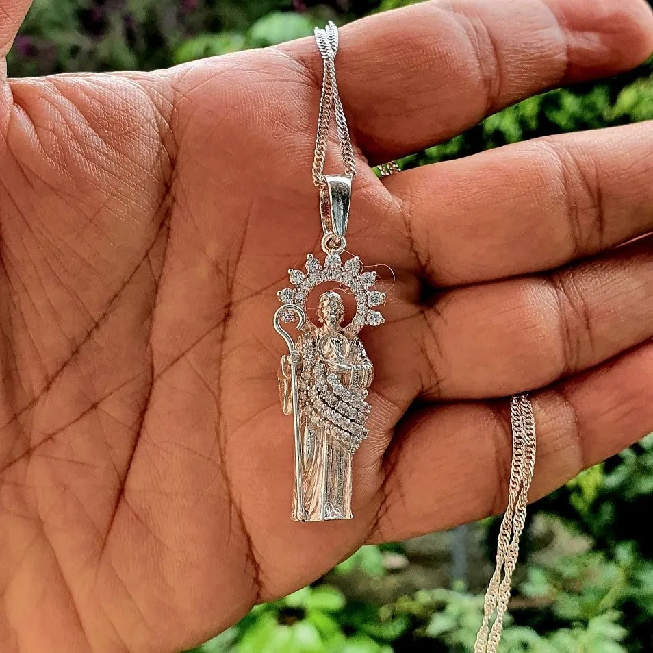 Dije San Judas Tadeo Plata 925 Hombre Mujer Cadena Regalo Diamante