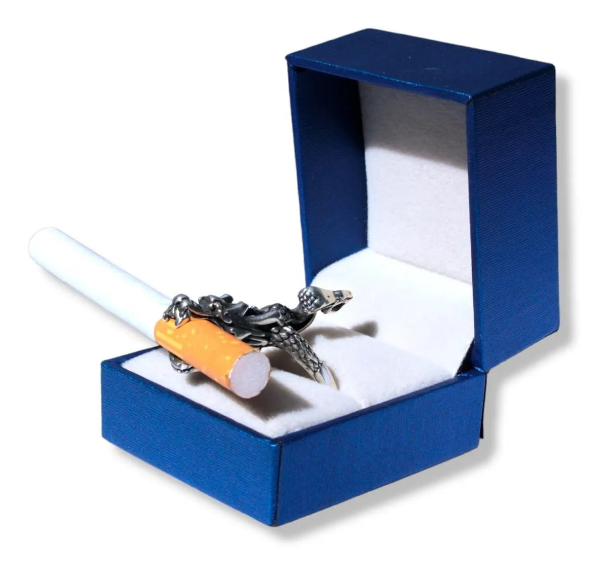 Anillo Dragón Sujeta Cigarros Plata 925 Ajustable Hombre