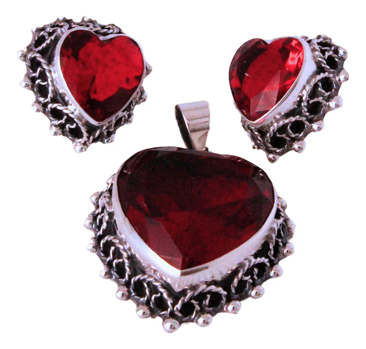 Dije Titanic Corazones Plata 925 Taxco Cristal Hecho A Mano