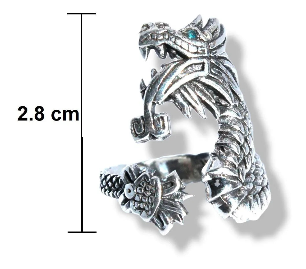 Anillo Dragón Viserion Plata Fina 925 Hombre Mujer Ajustable