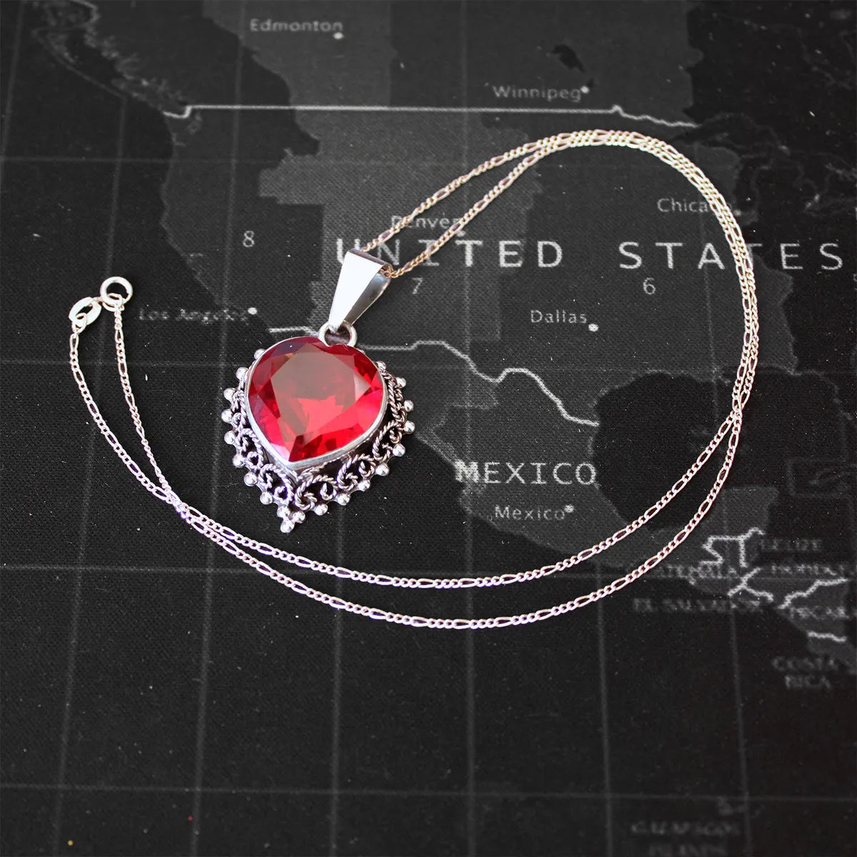 Collar Corazón Gema Rubí Plata 925 Joyería Gamma Rojo