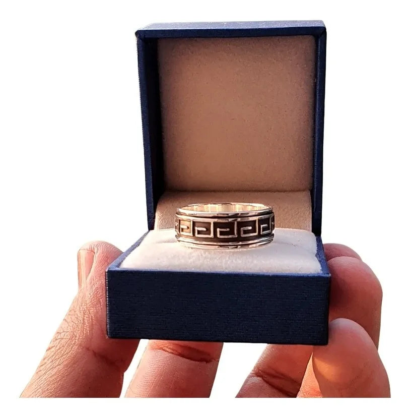 Anillo Plata 925 Grecas Tolteca Giratorio Hombre Mujer Taxco