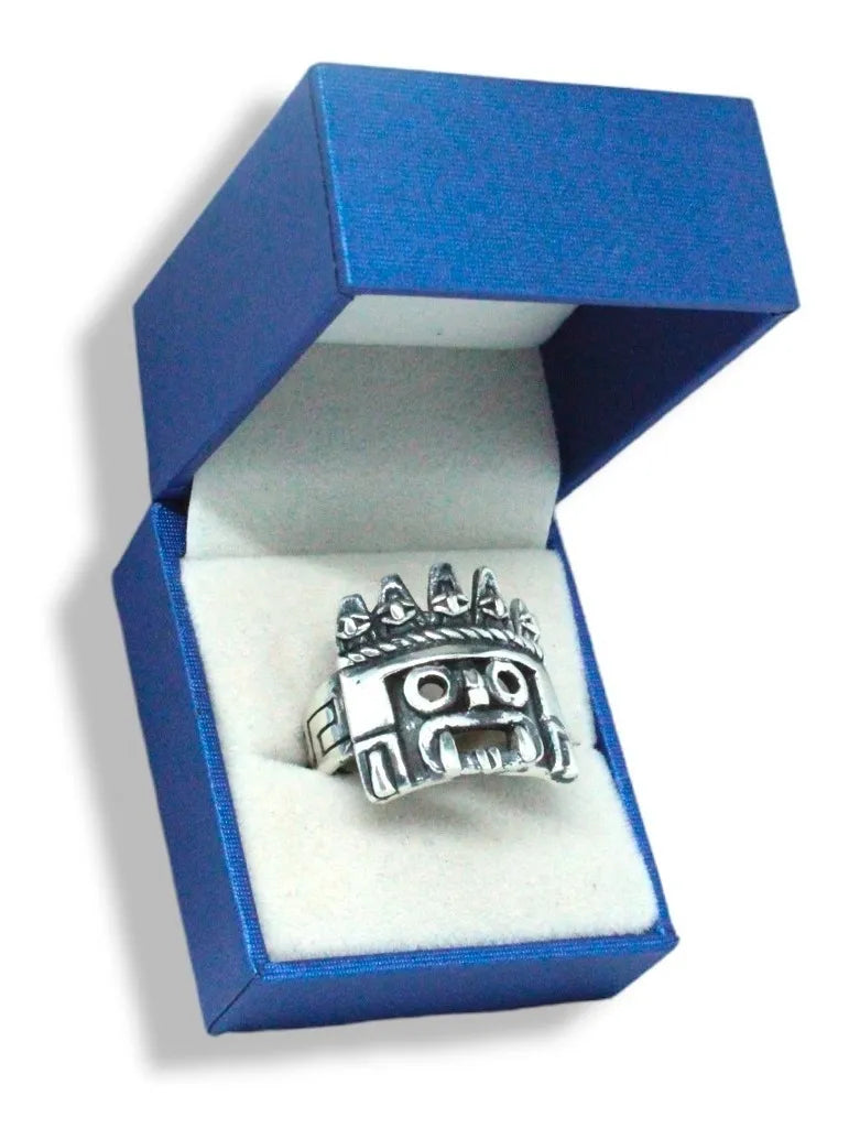 Anillo Dios Tlaloc Plata 925 Maciza Hombre Mujer Artesanal