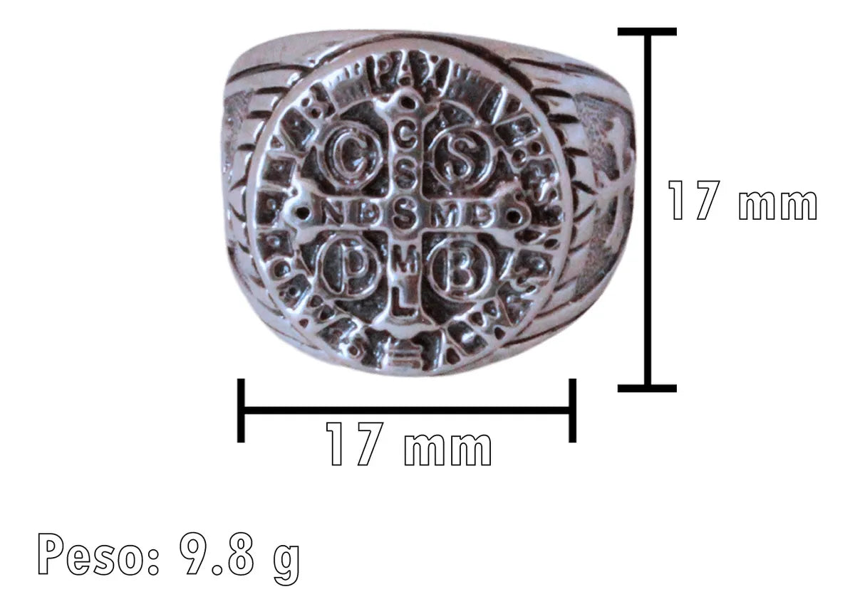 Anillo Hombre Plata Esterlina 925 Cruz San Benito Caballero