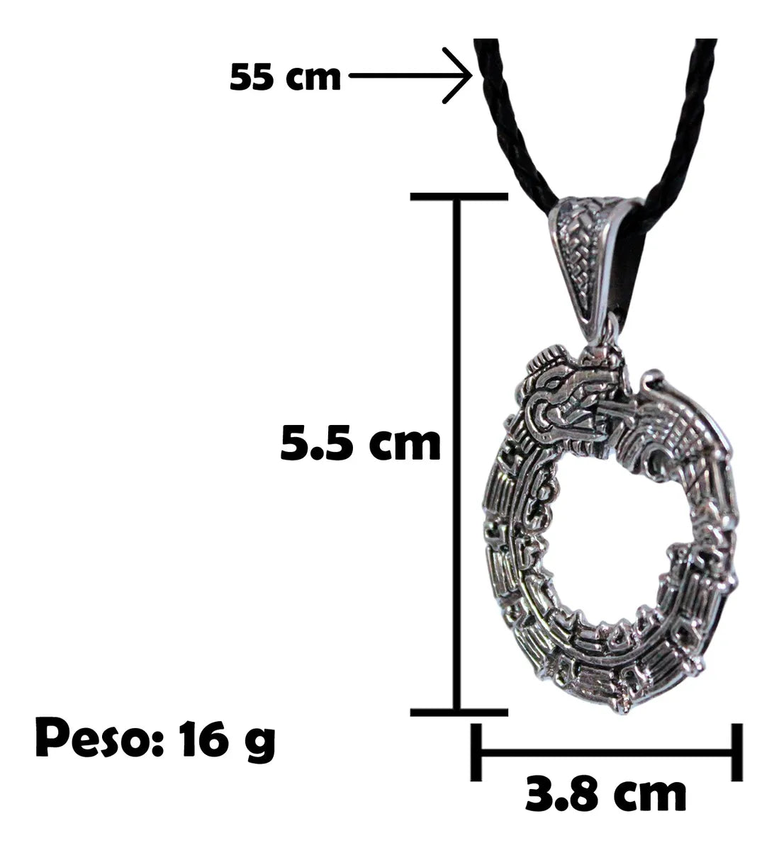 Collar Dije Quetzalcóatl Uróboros Plata 925 Hombre Mujer Plateado