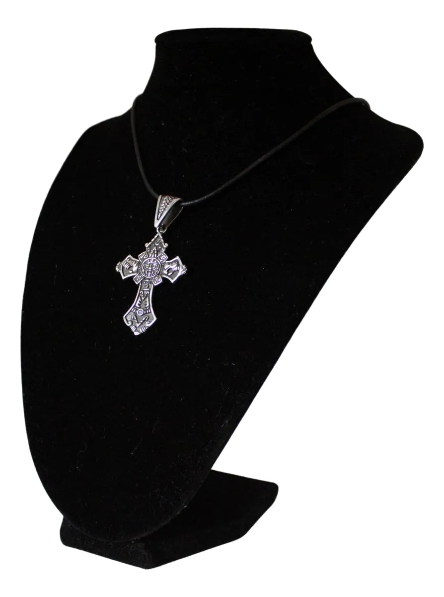 Collar Cruz Calendario Azteca Plata 925 Hombre Mujer Dije Plateado