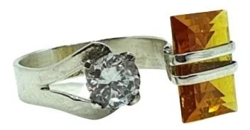 Anillo De Mujer Citlallicu Plata 925 Promesa Dama Compromiso Dorado Y Diamante