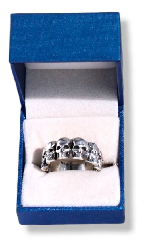 Anillo Cráneos Calaveras Plata Esterlina 925 Hombre Mujer