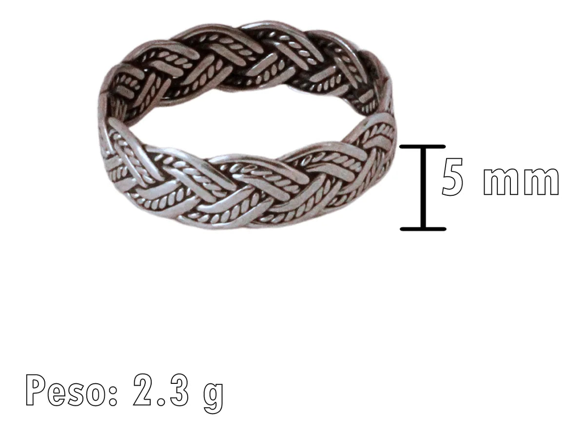 Anillo Entrelazado Plata 925 Argolla 5mm Hombre Mujer Unisex