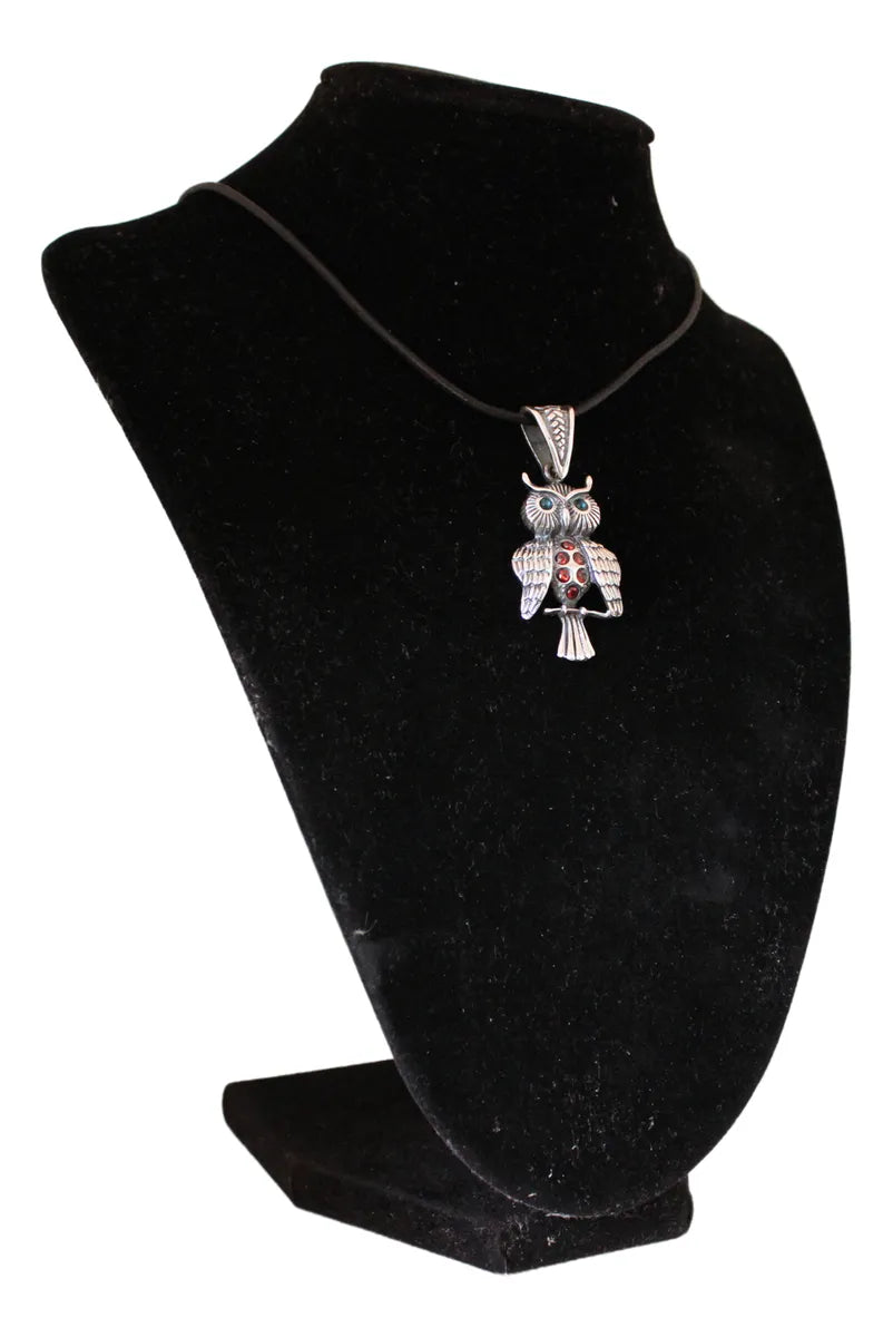 Dije Búho Sabiduría Plata 925 Hombre Mujer Cordón Regalo Plateado