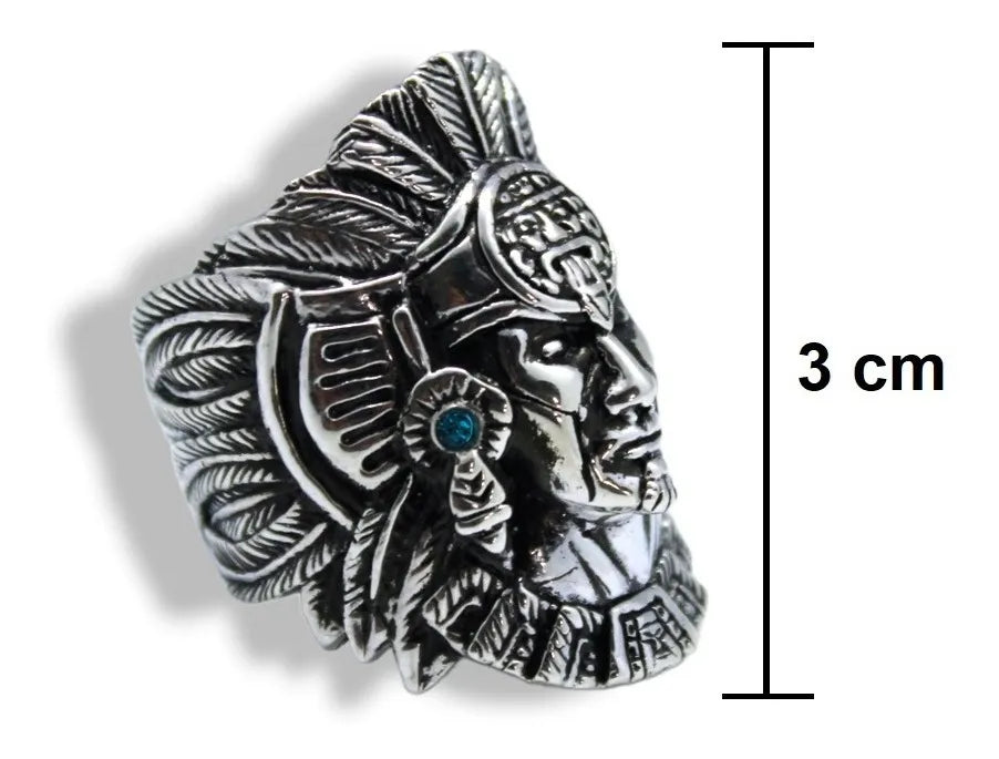 Anillo Hombre Cuauhtémoc Plata 925 Tlatoani Azteca Mexica