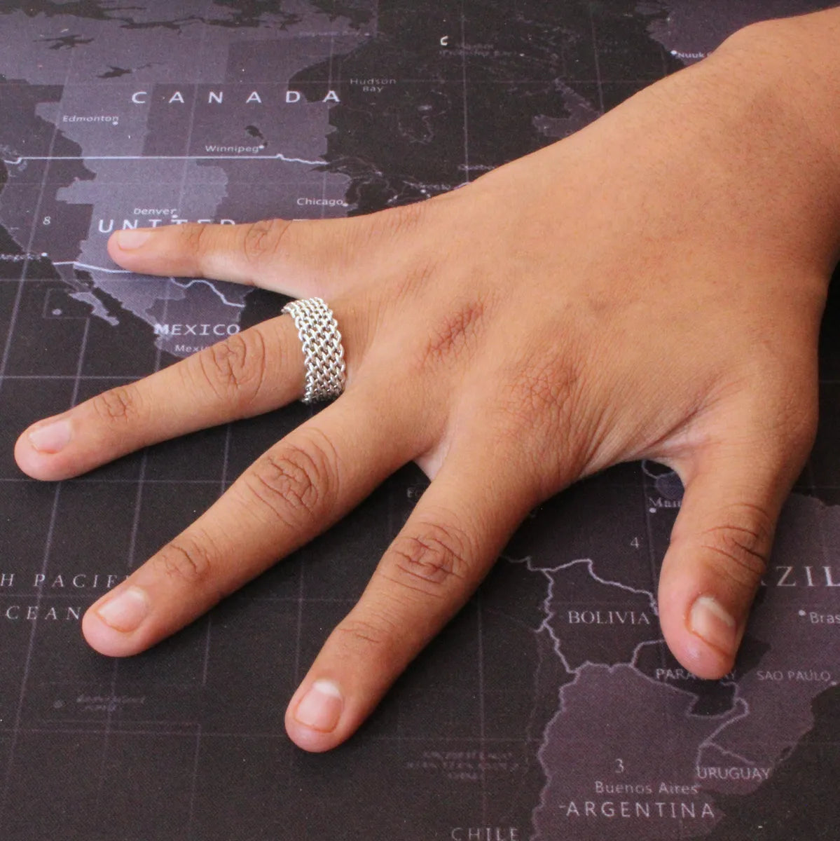 Anillo Promesa Encadenado 8mm Matrimonio Plata Joyería Gamma