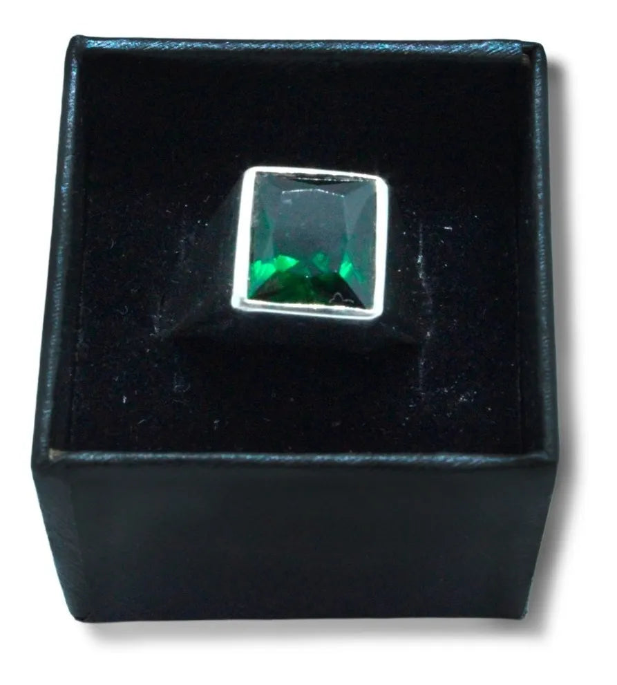 Anillo Carlos Plata925 Hombre Piedra Verde Esmeralda 10x12