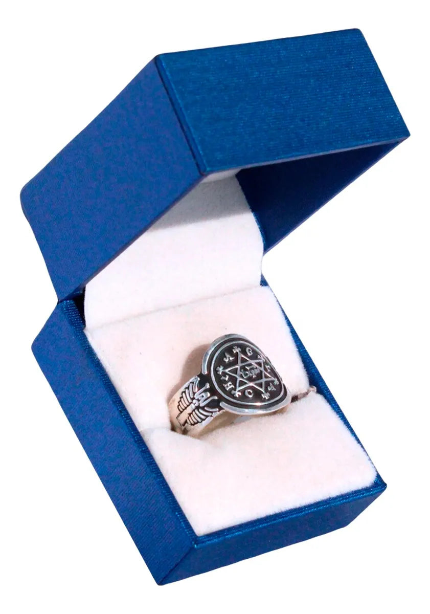 Anillo Sabiduría Rey Salomón Estrella De David Plata 925