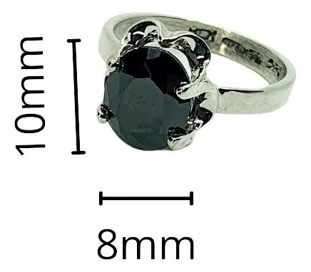 Anillo Afrodita Promesa Matrimonio Plata925 Compromiso Mujer Negro Ajustable