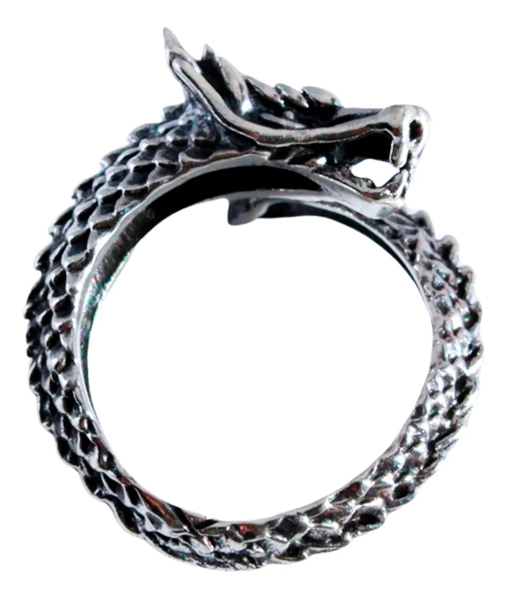 Anillo Hombre Plata 925 Dragón Ajustable Joyería Fina Nueva Plateado