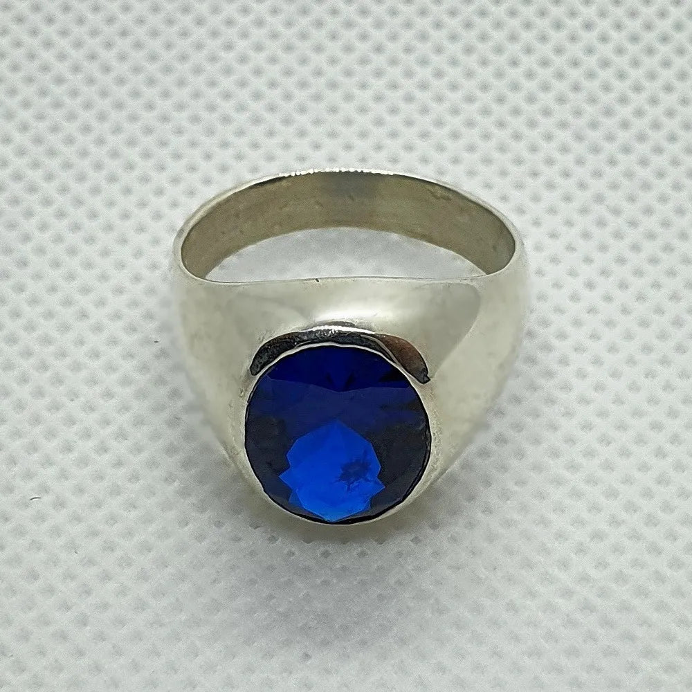 Anillo Hombre Plata 925 Zafiro Azul Octavio Elegante 10x12mm