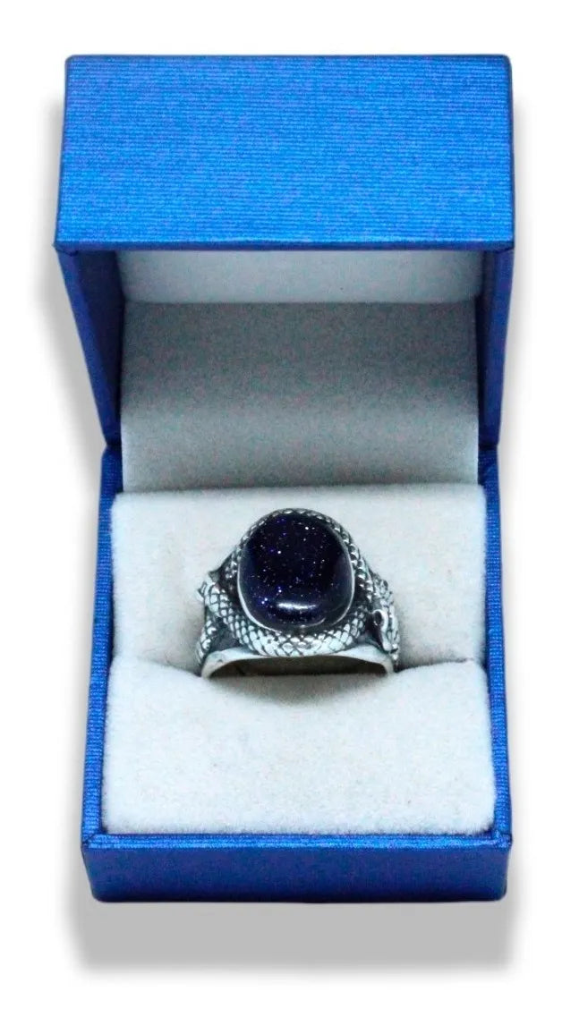 Anillo Medusa Plata 925 Hombre Mujer Joyería Piedra Azul