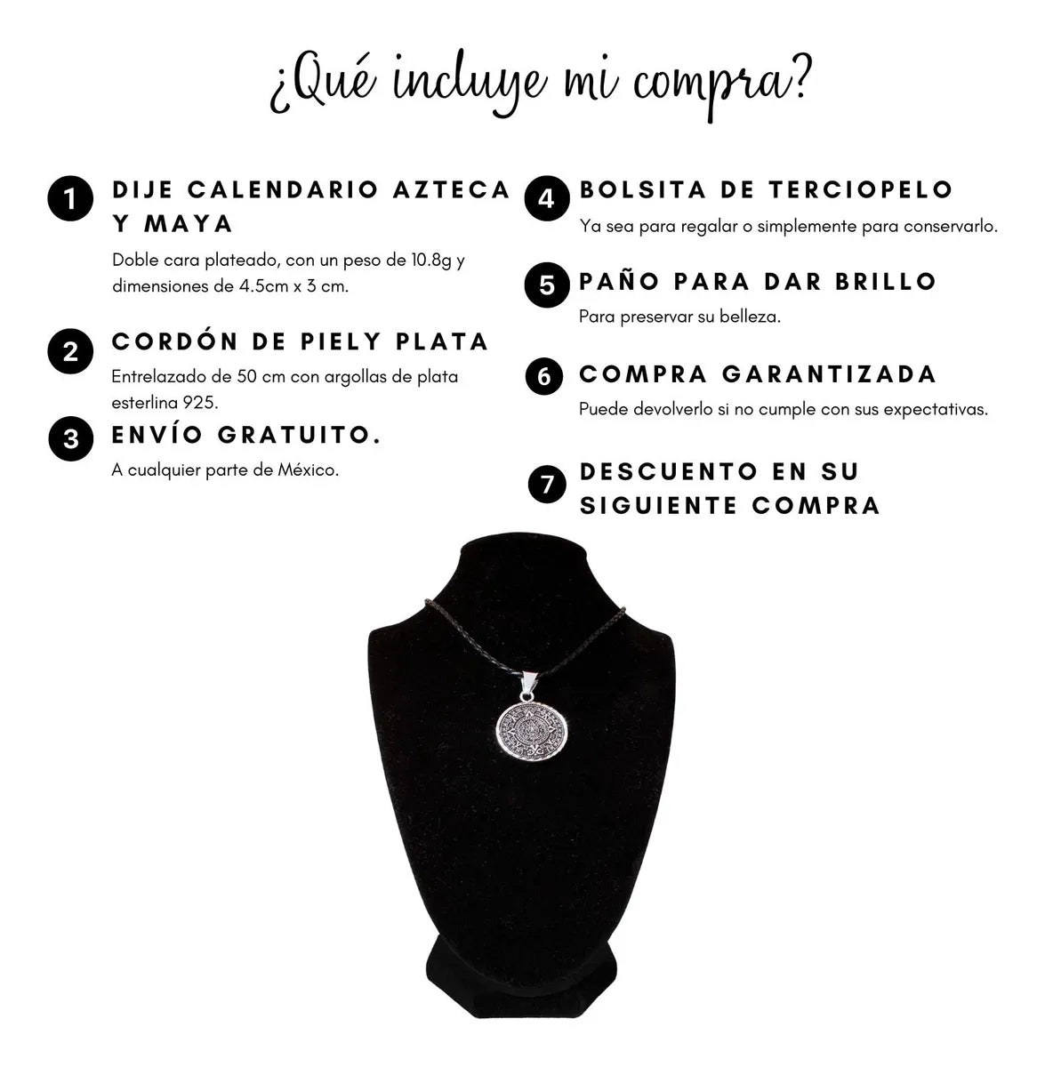 Dije Calendario Azteca Maya Collar Hombre Plateado Joyería Plata