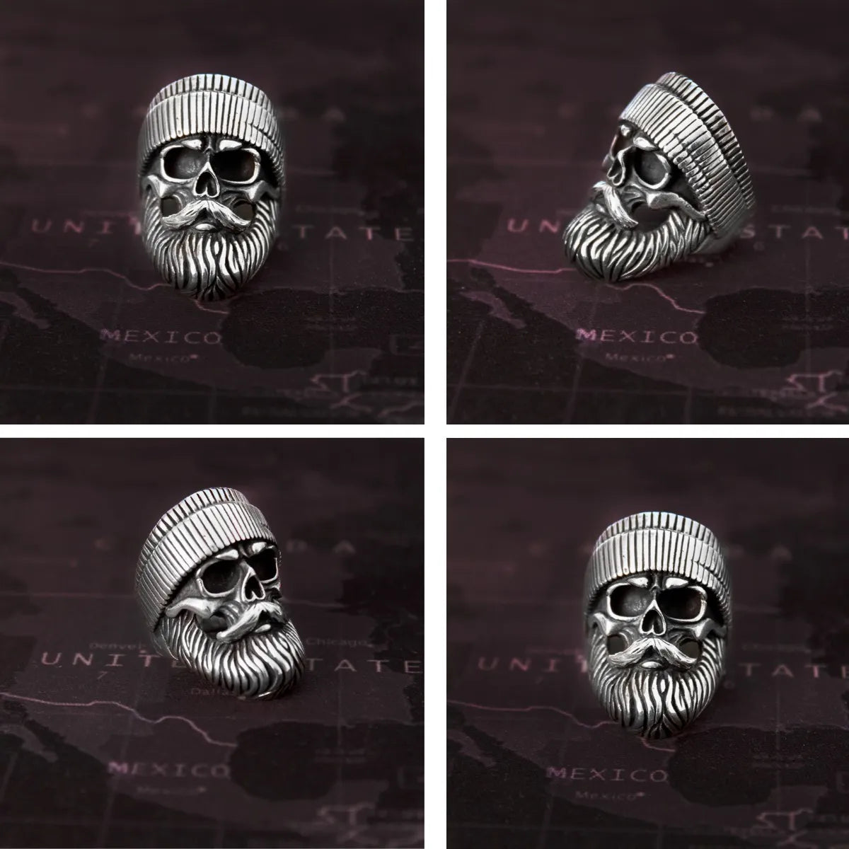 Anillo Hombre Calavera Plata 925 Motociclista El Barbas