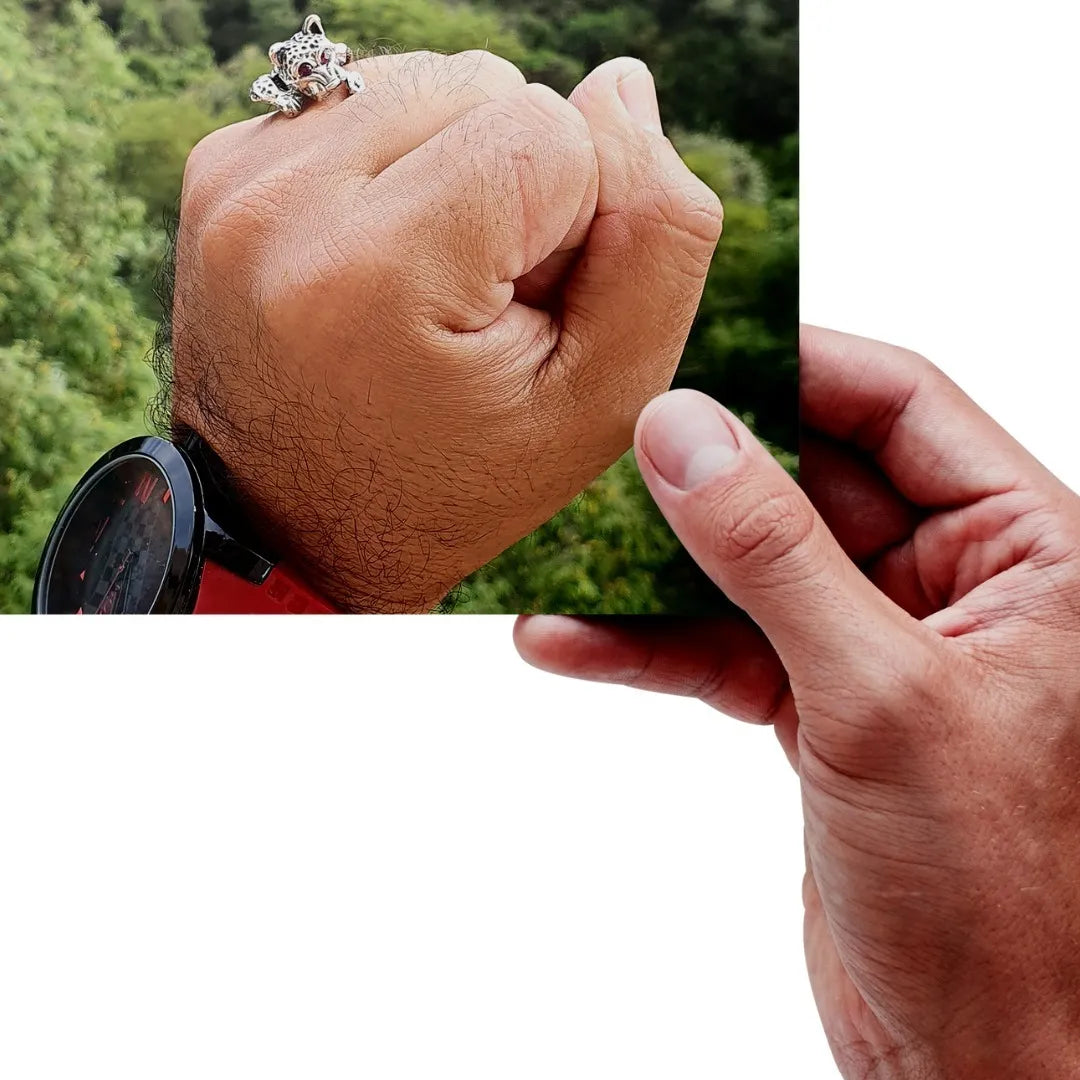 Anillo Jaguar Plata Fina 925 Ajustable Hombre Ideal Regalo Ojos Rojos