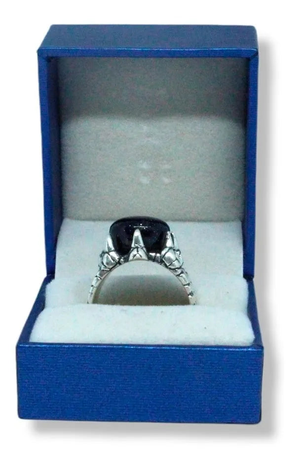 Anillo Eragón Dragón Plata 925 Hombre Mujer Venturina Azul