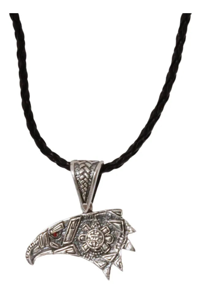 Collar Plata 925 Dije Águila Calendario Azteca Quetzalcóatl