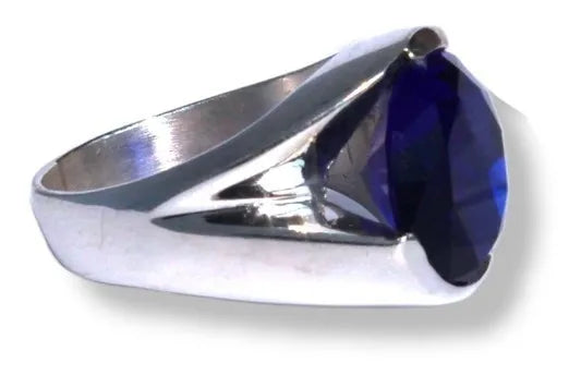 Anillo Plata 925 Zafiro Azul 14mm Joyería Diseño Exclusivo