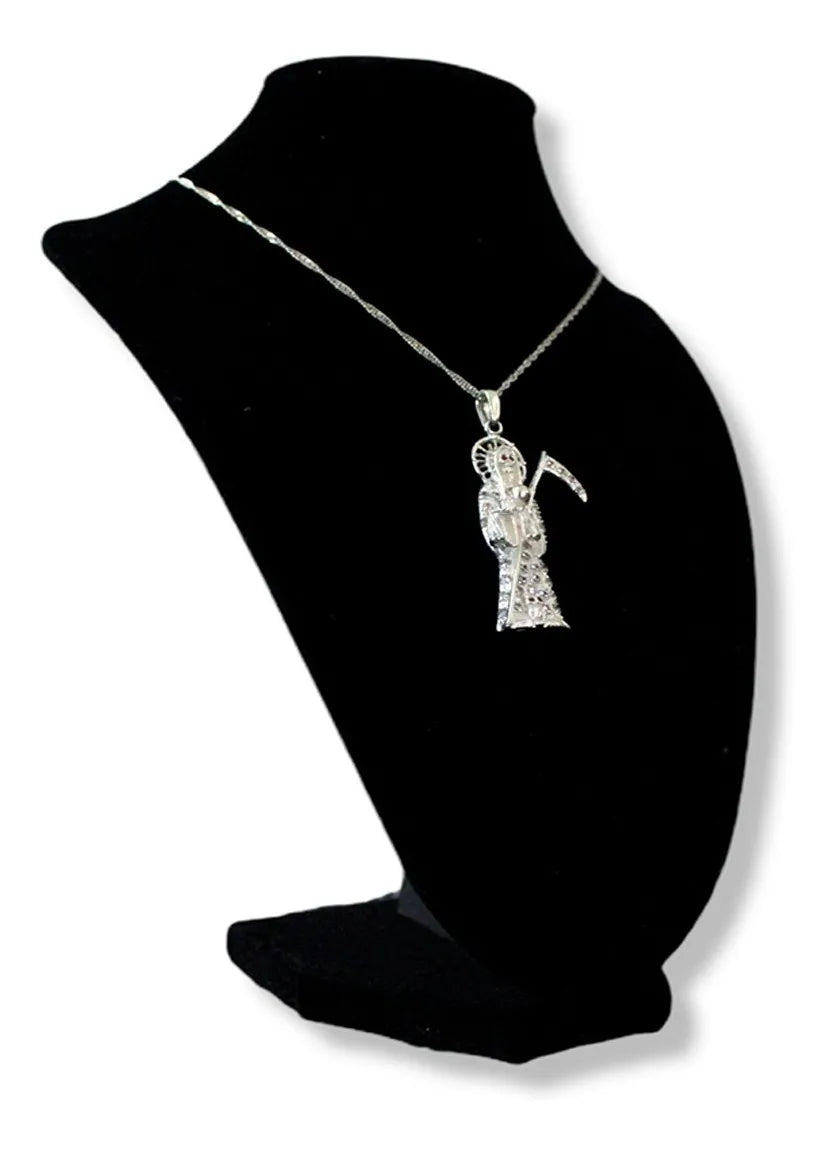 Dije Santa Muerte en Plata 925 con Zirconias