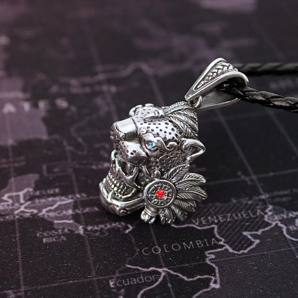 Dije Guerrero Jaguar Azteca Plata 925 Hombre Maya