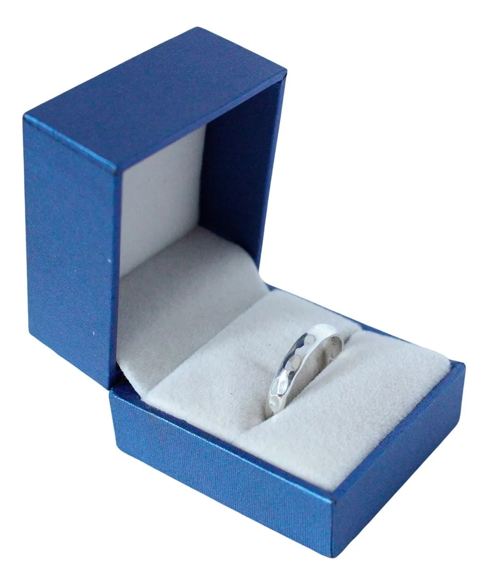 Anillo Martillado 4mm Plata 925 Argolla Matrimonio Boda