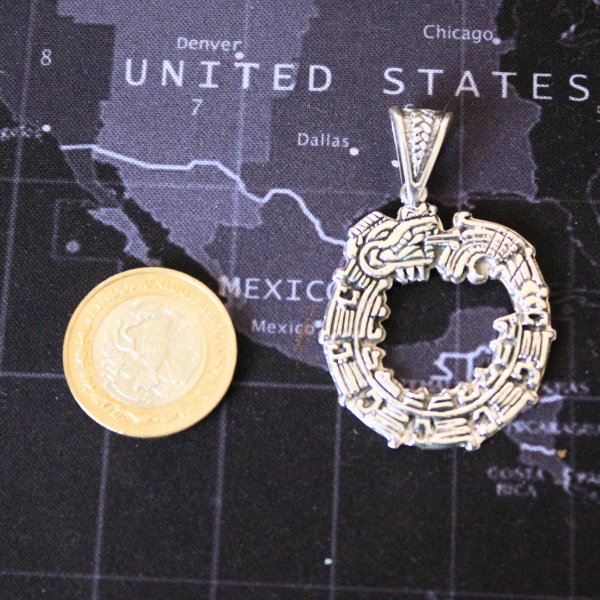 Collar Dije Quetzalcóatl Uróboros Plata 925 Hombre Mujer Plateado