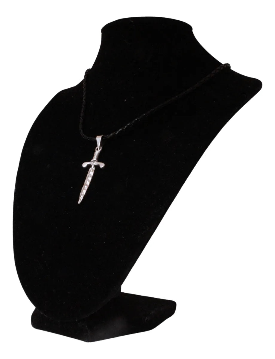 Collar Dije Espada Plata 925 Hombre Cordón Piel Joyería Nice Plateado