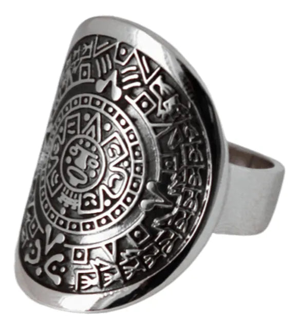 Anillo Mujer Plata 925 Calendario Azteca Piedra Del Sol Nice