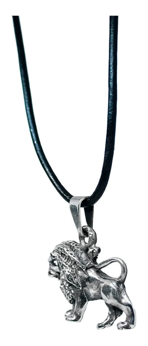Dije León Plata 925 Collar Hombre Mujer Cordón Piel Regalo