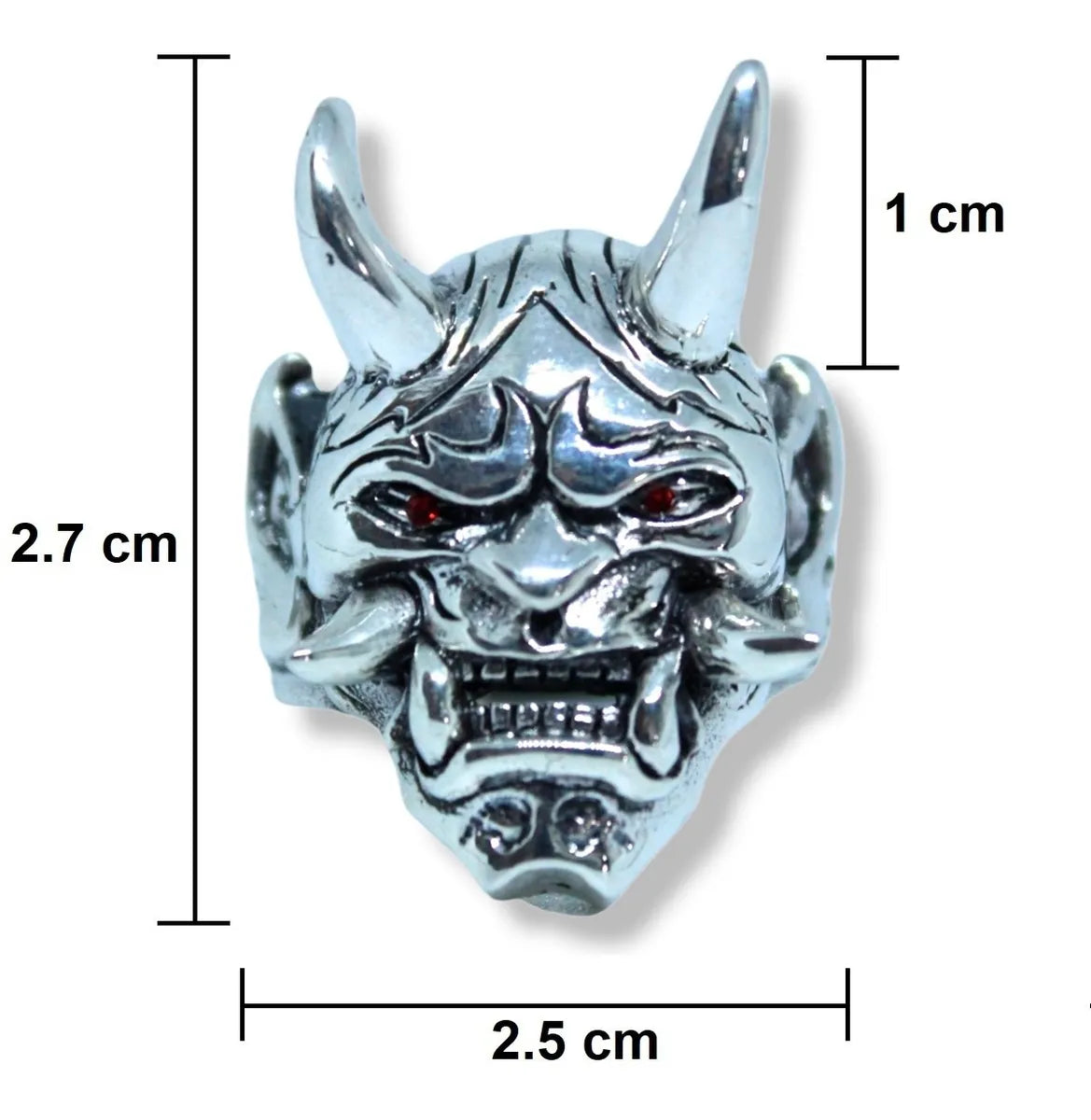 Anillo Demonio Con Cuernos Plata Maciza Esterlina 925 Hombre