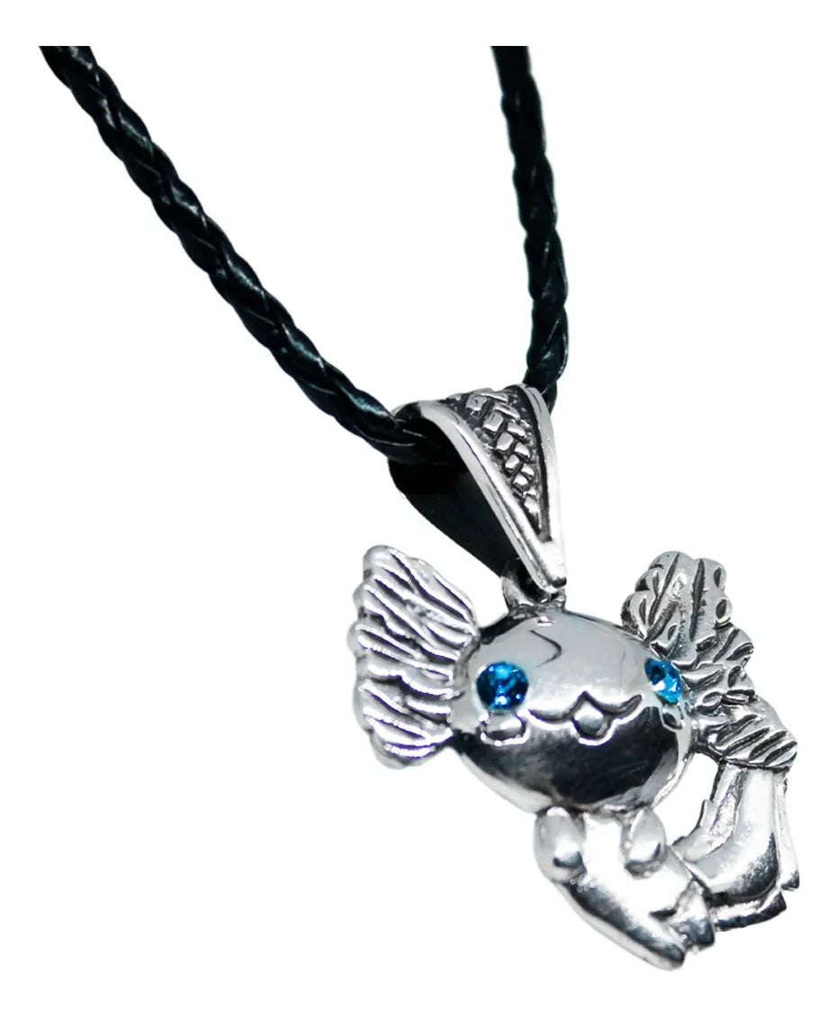 Dije Ajolote Mexicano Plata Fina 925 Cordón Piel Unisex