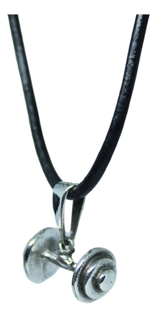 Kit Dije Mancuernita Plata 925 Cordón Piel Y Argollas Plata